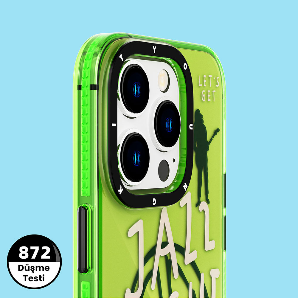 Apple iPhone 14 Pro Max Case Transparent Colorful Text Themed Design YoungKit Jazz Series Cover Blue 