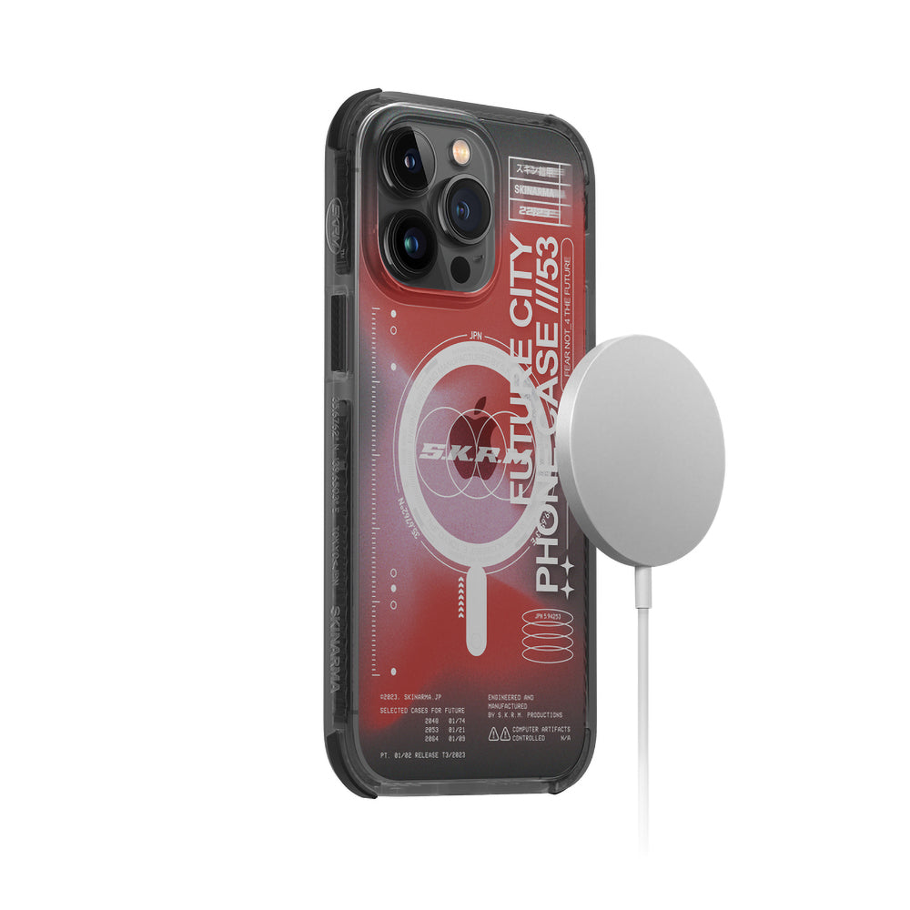 Apple iPhone 14 Pro Max Case SkinArma Transparent Airbag Design M-safe Charging Feature Shorai Cover Red 