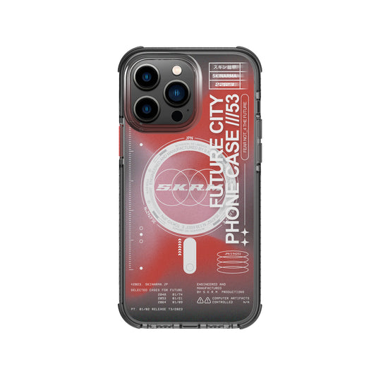 Apple iPhone 14 Pro Max Case SkinArma Transparent Airbag Design M-safe Charging Feature Shorai Cover Red 