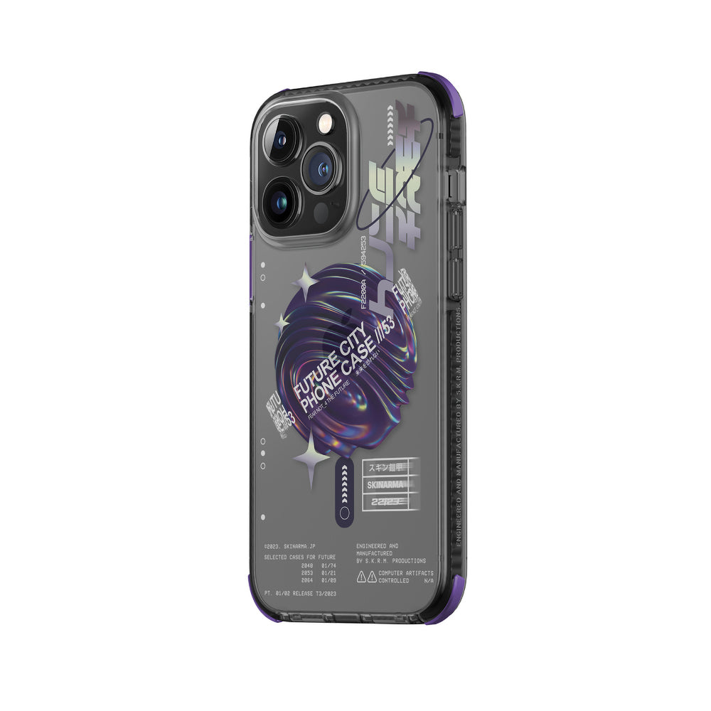 Apple iPhone 14 Pro Max Case SkinArma Transparent Airbag Design M-safe Charging Feature Shorai Cover Purple 