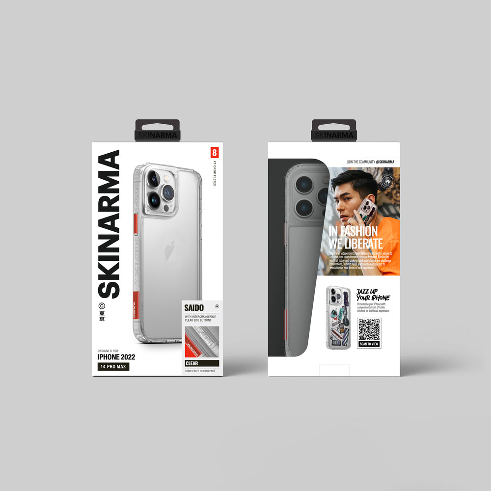 Apple iPhone 14 Pro Max Case SkinArma Transparent Airbag Design Saido Cover Colorless 