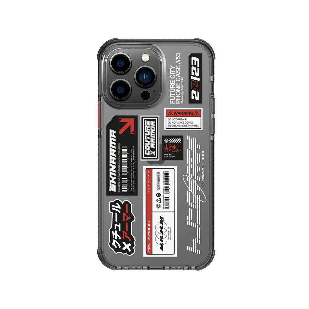 Apple iPhone 14 Pro Max Case SkinArma Transparent Patterned Airbag Design Taito Cover Smoke 