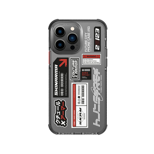 Apple iPhone 14 Pro Max Case SkinArma Transparent Patterned Airbag Design Taito Cover Smoke 
