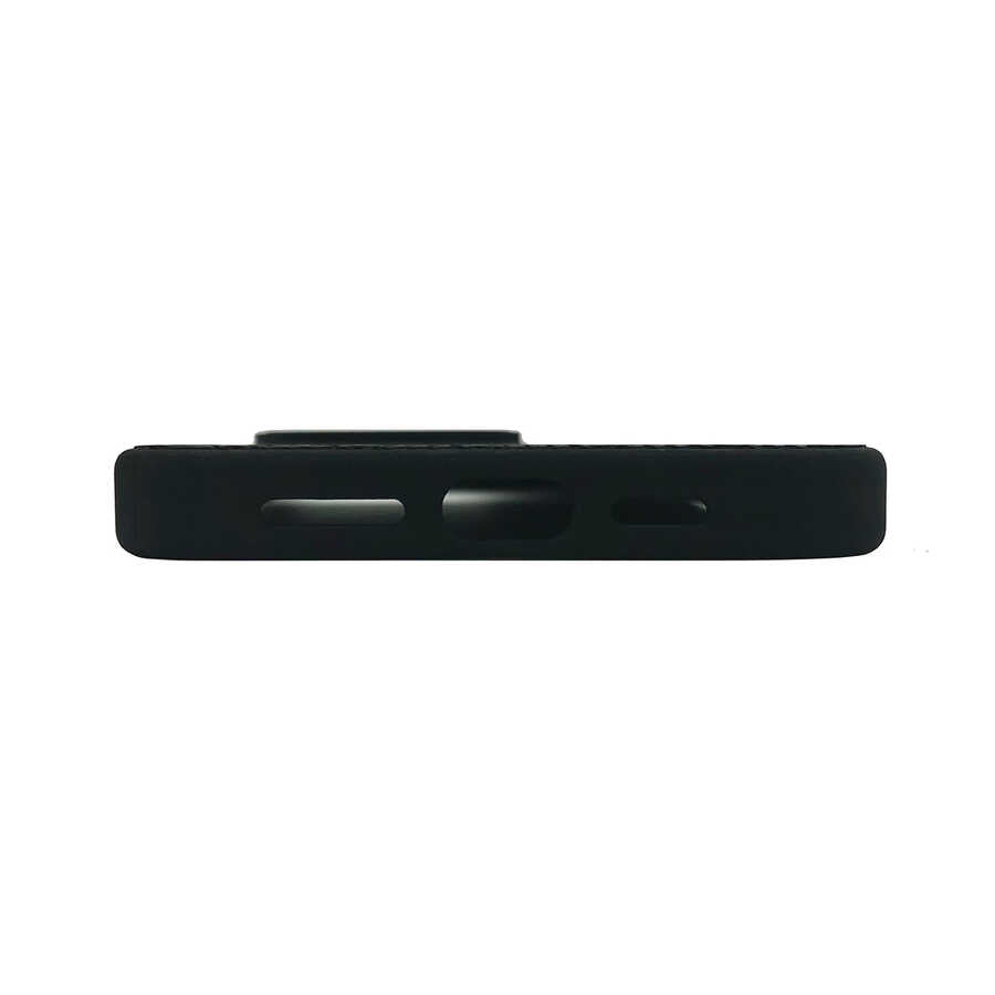 Apple iPhone 14 Pro Max Kılıf Soft Deri Metal Kamera Çerçeveli Kajsa Litchi Kapak Siyah
