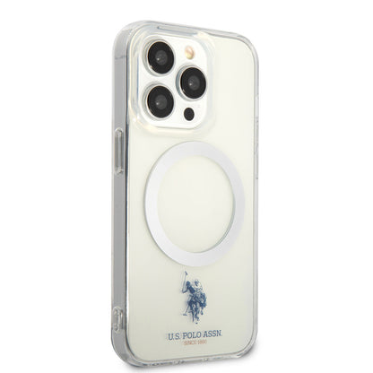 Apple iPhone 14 Pro Max Kılıf U.S. POLO ASSN. M-safe Şarj Özellikli Transparan Tasarım Kapak Renksiz