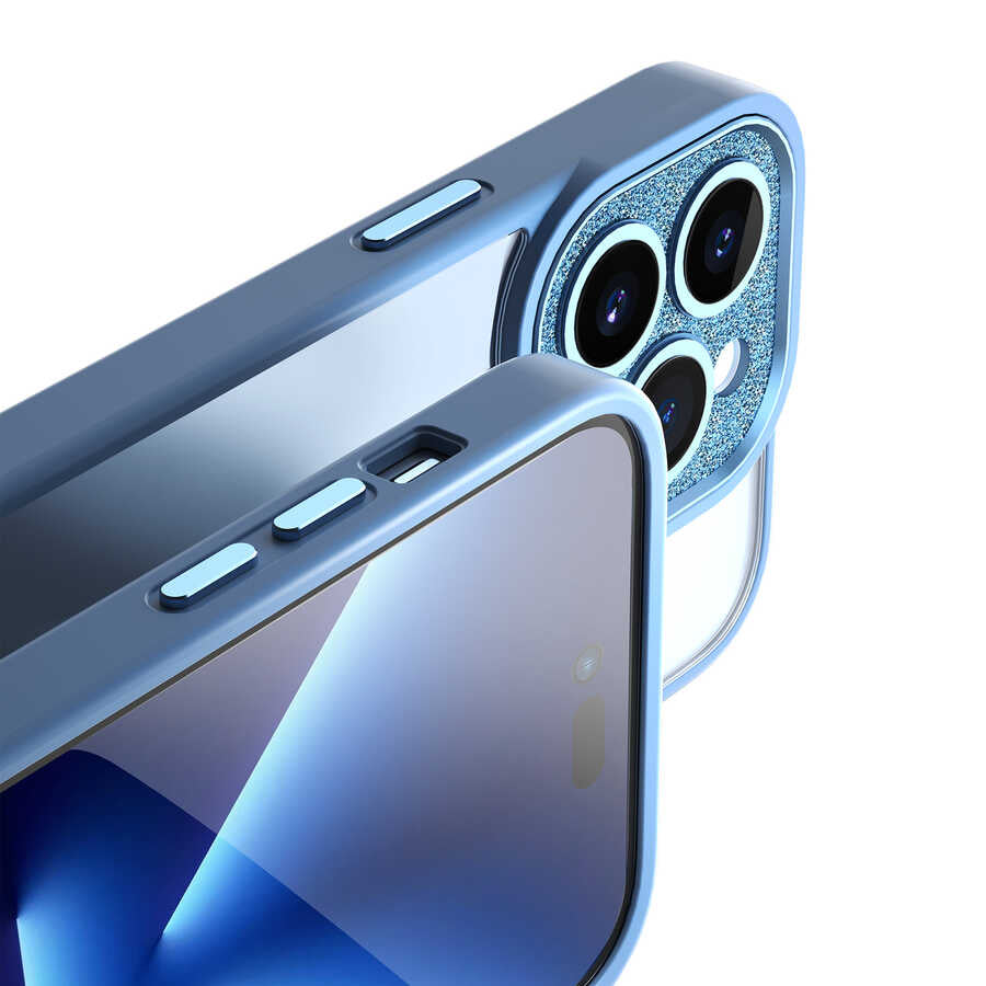Apple iPhone 14 Pro Max Case Wiwu GCC-105 Lens Protection Colorful Edge Transparent Back Multicolor Cover Blue