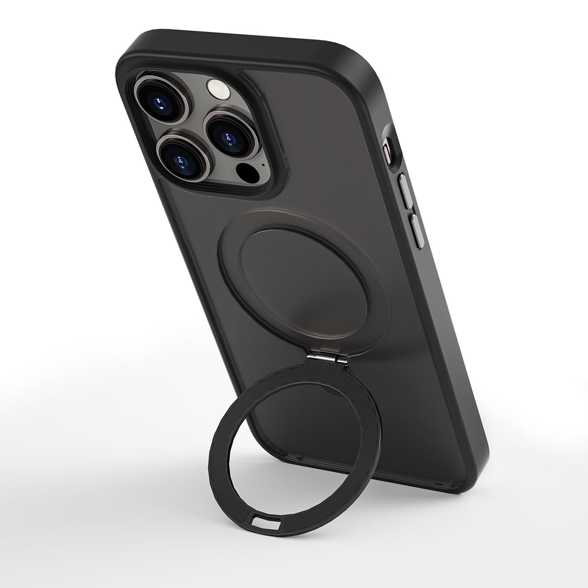 Apple iPhone 14 Pro Max Case Wiwu ZMM-010 M-safe Charging Feature Fingerprint-Proof Matte Transparent Stand Cover Black 