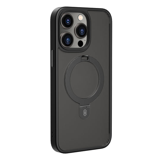 Apple iPhone 14 Pro Max Case Wiwu ZMM-010 M-safe Charging Feature Fingerprint-Proof Matte Transparent Stand Cover Black 