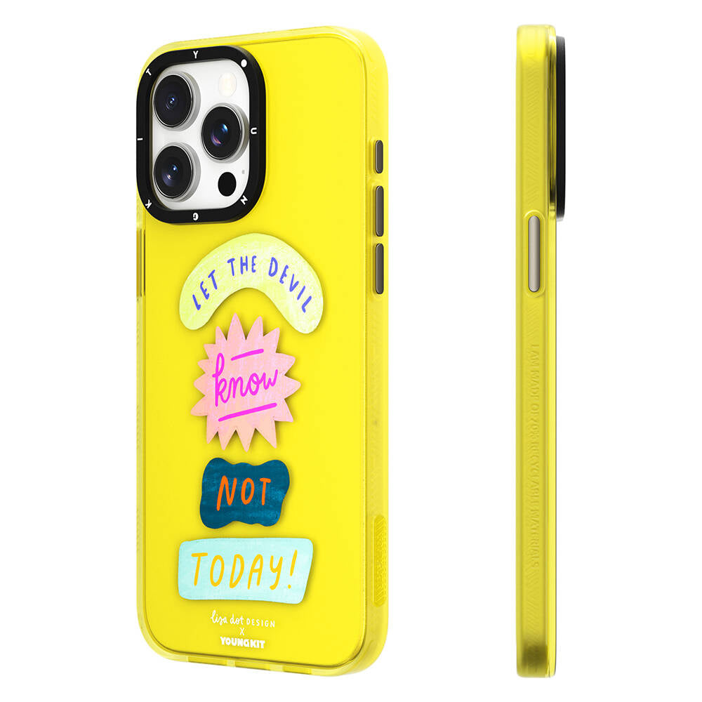 Apple iPhone 14 Pro Max Case Text Patterned Youngkit Mindfulness Series Cover Blue 