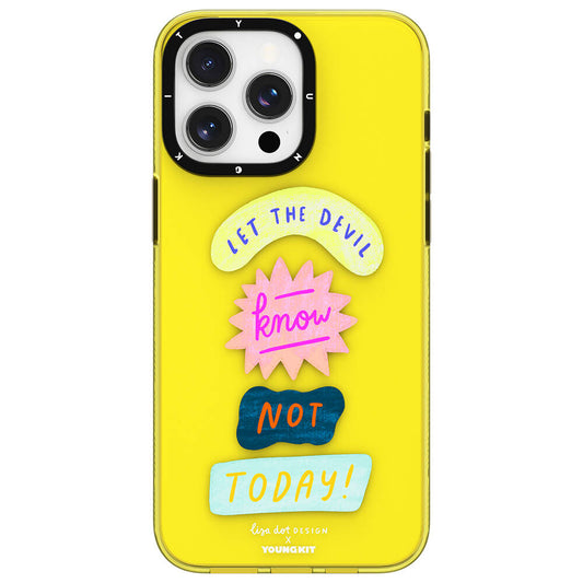 Apple iPhone 14 Pro Max Case Text Patterned Youngkit Mindfulness Series Cover Yellow 