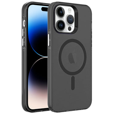 Apple iPhone 14 Pro Max Kılıf Zore M-safe Şarj Özellikli Buzlu Transparan C-Pro Sert Kapak