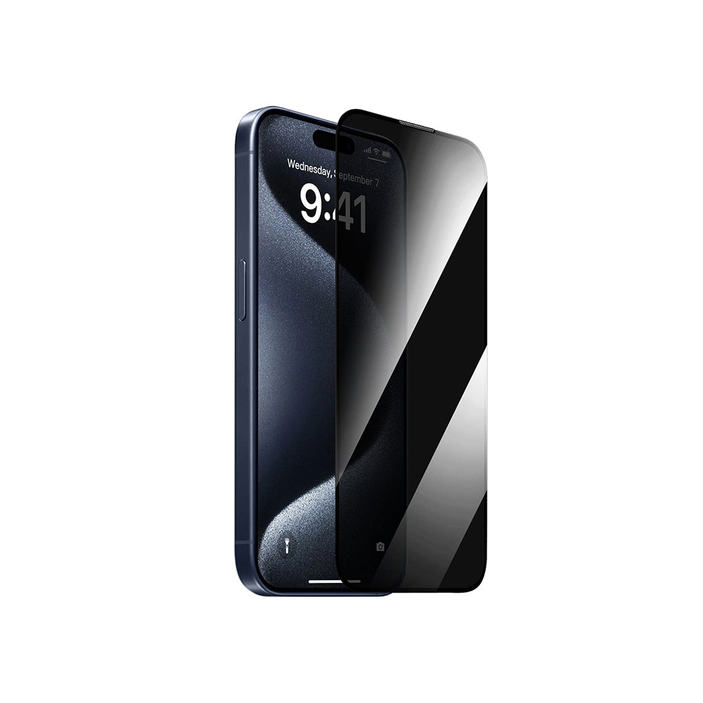 Apple iPhone 14 Pro Max Wiwu GT-011 Anti-Bacterial Polymer Oleophobic Coating Tempered Privacy Glass Screen Protector Black 