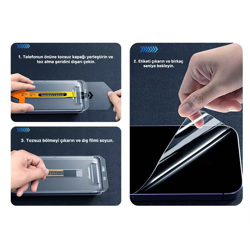 Apple iPhone 14 Pro Max Zore 3D Oliv HD Tempered Glass Screen Protector + Easy Application Tool Transparent