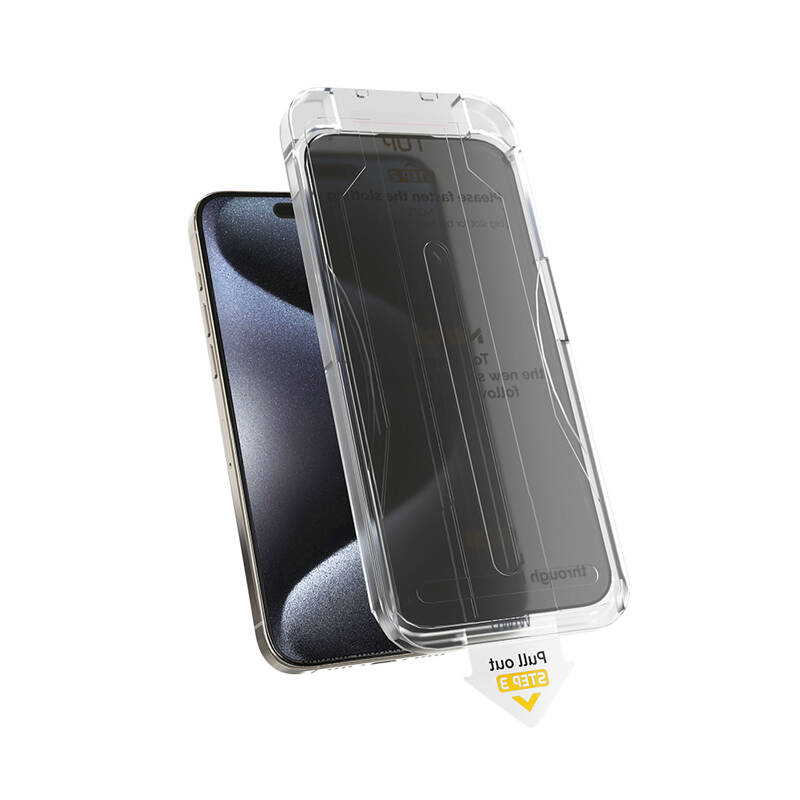 Apple iPhone 14 Wiwu Wi-SQ009 Easy Install iPrivacy 360° Anti-Peep Oleofobik Temperli Cam Ekran Koruyucu + Kolay Uygulama Aparatlı Siyah