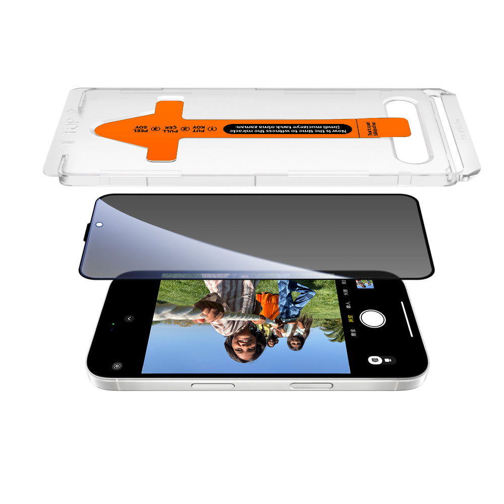 Apple iPhone 14 Zore 2.5D Oliv Privacy Tempered Glass Screen Protector + Easy Application Tool Black 
