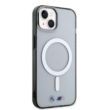 Apple iPhone 15 Kılıf BMW M-safe Şarj Özellikli Transparan Silver Ring Orjinal Lisanslı Kapak