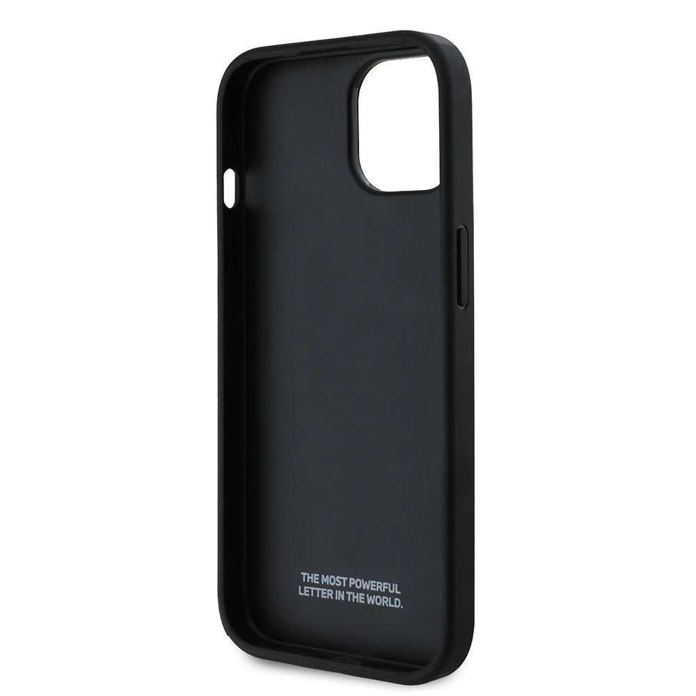 Apple iPhone 15 Kılıf BMW Orjinal Lisanslı Karbon Fiber Tasarımlı ve Metal Logolu PU Deri Kapak Siyah