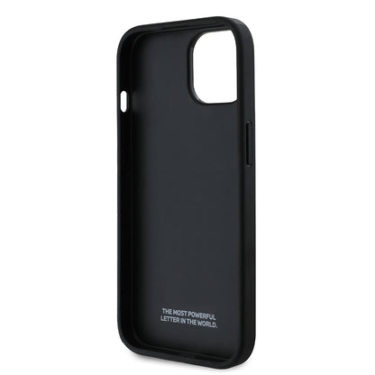 Apple iPhone 15 Kılıf BMW Orjinal Lisanslı Karbon Fiber Tasarımlı ve Metal Logolu PU Deri Kapak Siyah