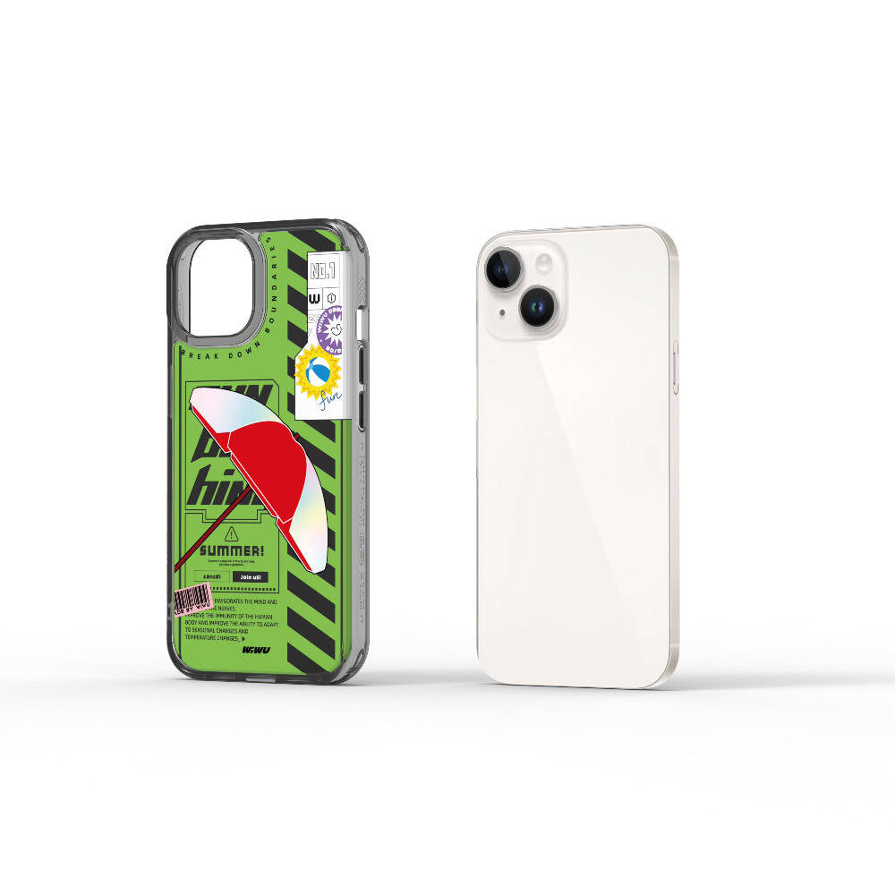 Apple iPhone 15 Case Double Layer Patterned Wiwu Summer Series Cover Green 