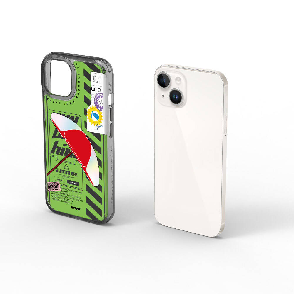 Apple iPhone 15 Case Double Layer Patterned Wiwu Summer Series Cover Green 