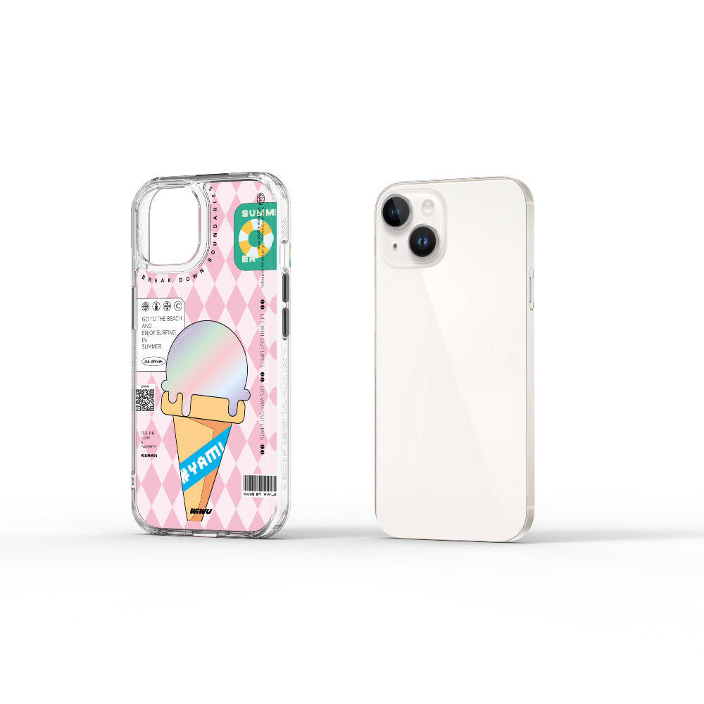 Apple iPhone 15 Case Double Layer Patterned Wiwu Summer Series Cover Pink 