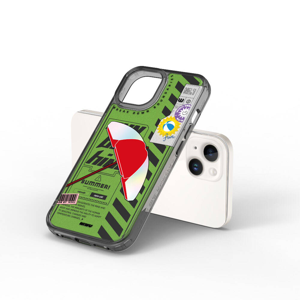 Apple iPhone 15 Case Double Layer Patterned Wiwu Summer Series Cover Green 