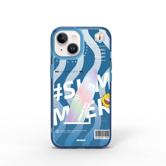 Apple iPhone 15 Case Double Layer Patterned Wiwu Summer Series Cover Blue 