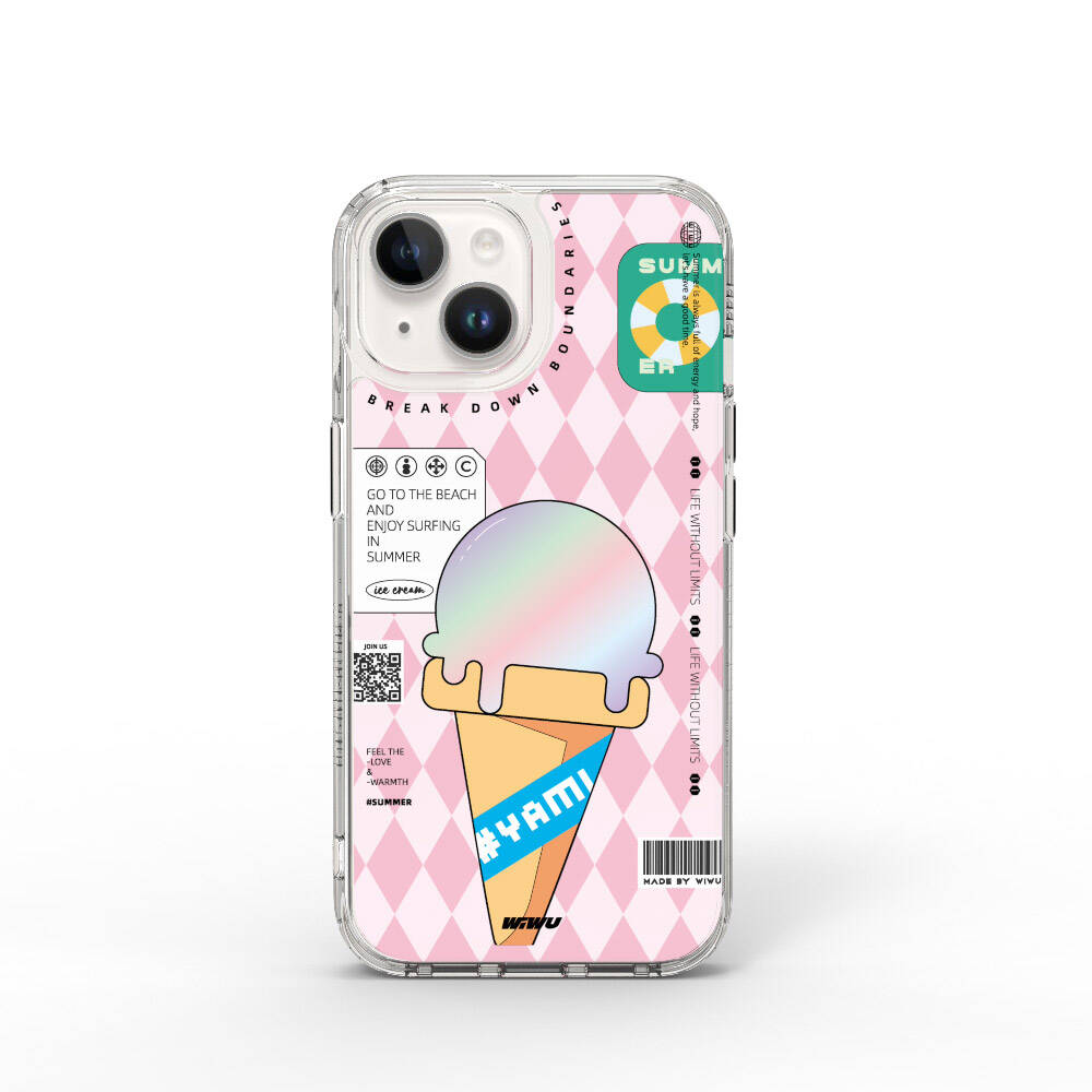 Apple iPhone 15 Case Double Layer Patterned Wiwu Summer Series Cover Pink 