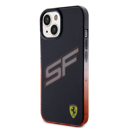 Apple iPhone 15 Kılıf Ferrari Orjinal Lisanslı Transparan SF Yazılı Kenarları Renk Geçişli Kapak Siyah