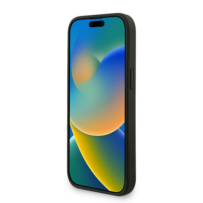Apple iPhone 15 Kılıf Guess Orjinal Lisanslı M-safe Şarj Özellikli PU Deri Bilek Askı İpli Yazı Logolu Kapak Pembe