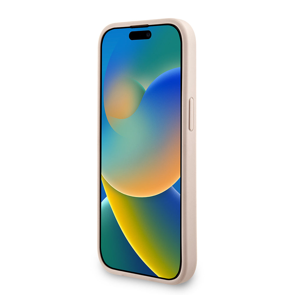 Apple iPhone 15 Kılıf Guess Orjinal Lisanslı M-safe Şarj Özellikli PU Deri Bilek Askı İpli Yazı Logolu Kapak Siyah
