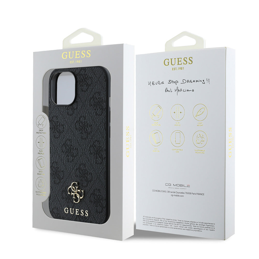 Apple iPhone 15 Case Guess Original Licensed M-safe Charging Feature Small 4G Classic Cover Pink