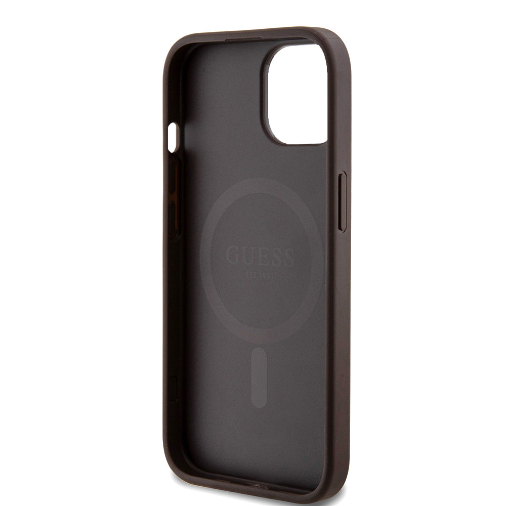 Apple iPhone 15 Case Guess Original Licensed M-safe Charging Feature Small 4G Classic Cover Pink