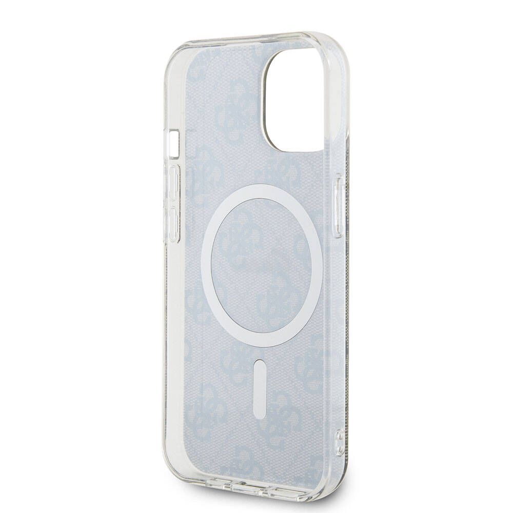 Apple iPhone 15 Case Guess Original Licensed M-safe Charging Feature Text Logo 4G Patterned Cover Brown