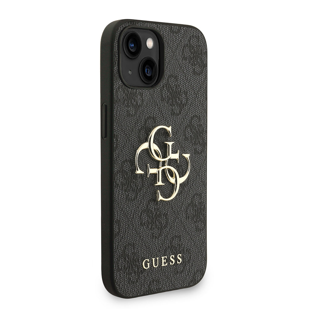 Apple iPhone 15 Kılıf Guess Orjinal Lisanslı PU Deri Bilek Askı İpli Metal Büyük 4G ve Yazı Logolu Kapak Kahverengi