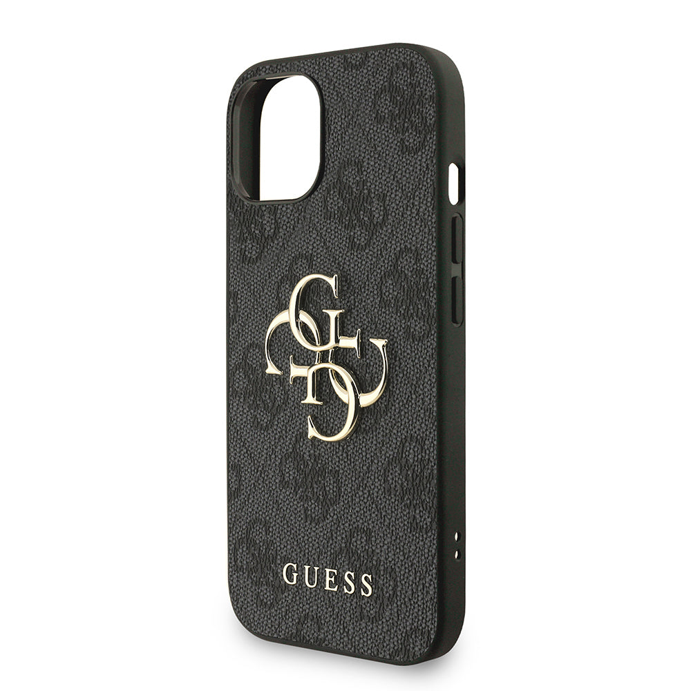 Apple iPhone 15 Kılıf Guess Orjinal Lisanslı PU Deri Bilek Askı İpli Metal Büyük 4G ve Yazı Logolu Kapak Pembe