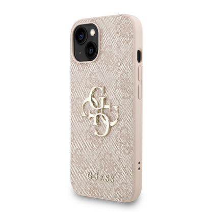 Apple iPhone 15 Kılıf Guess Orjinal Lisanslı PU Deri Bilek Askı İpli Metal Büyük 4G ve Yazı Logolu Kapak Kahverengi