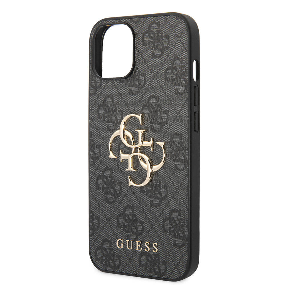 Apple iPhone 15 Case Guess Original Licensed PU Leather Cover with Text and 4G Metal Logo Pattern Pink