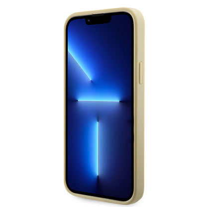 Apple iPhone 15 Kılıf Guess Orjinal Lisanslı Taşlı Arka Yüzey Üçgen Logolu Kapak Gümüş