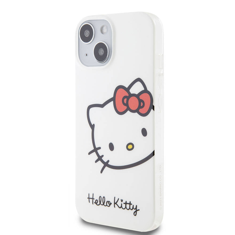 Apple iPhone 15 Kılıf Hello Kitty Orjinal Lisanslı Yazı ve İkonik Logolu Kitty Head Kapak Pembe