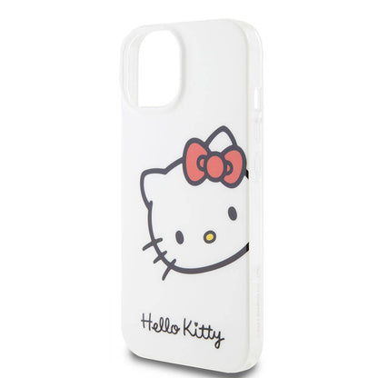Apple iPhone 15 Kılıf Hello Kitty Orjinal Lisanslı Yazı ve İkonik Logolu Kitty Head Kapak Pembe