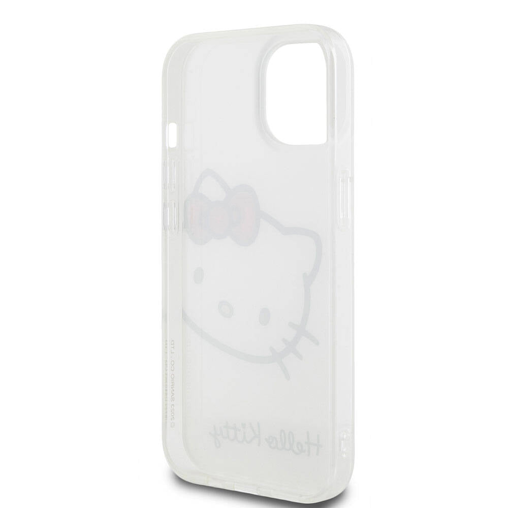 Apple iPhone 15 Kılıf Hello Kitty Orjinal Lisanslı Yazı ve İkonik Logolu Kitty Head Kapak Pembe