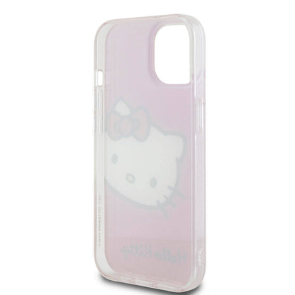 Apple iPhone 15 Kılıf Hello Kitty Orjinal Lisanslı Yazı ve İkonik Logolu Kitty Head Kapak Pembe