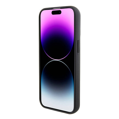 Apple iPhone 15 Kılıf Karl Lagerfeld İkonik Fixed Glitter Metal Logo Orjinal Lisanslı Kapak Siyah