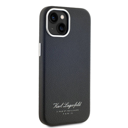 Apple iPhone 15 Kılıf Karl Lagerfeld Orjinal Lisanslı KL Yazılı Hotel Kapak Gri