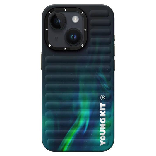 Apple iPhone 15 Case Northern Lights Pattern Youngkit Aurora Series Cover Green 