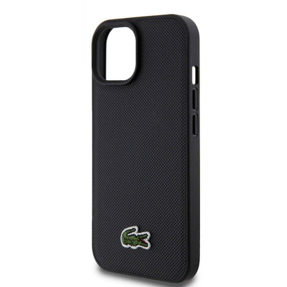 Apple iPhone 15 Kılıf Lacoste Orjinal Lisanslı PU Pike Desenli Arka Yüzey İkonik Timsah Dokuma Logolu Kapak Kırmızı