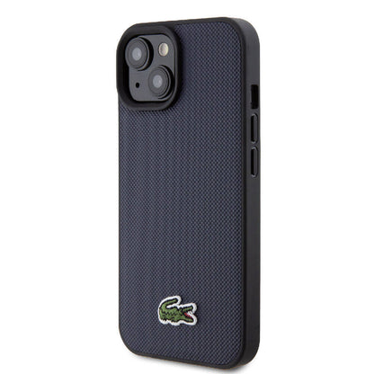 Apple iPhone 15 Kılıf Lacoste Orjinal Lisanslı PU Pike Desenli Arka Yüzey İkonik Timsah Dokuma Logolu Kapak Kırmızı