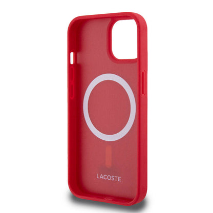 Apple iPhone 15 Kılıf Lacoste Orjinal Lisanslı PU Pike Desenli Arka Yüzey İkonik Timsah Dokuma Logolu Kapak Siyah