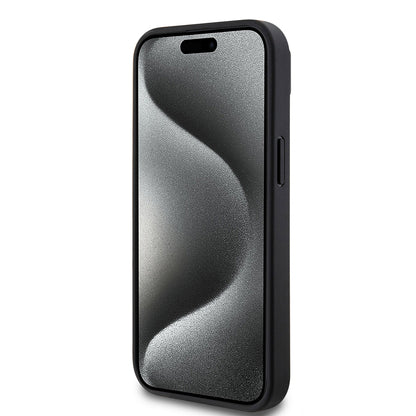 Apple iPhone 15 Kılıf Lacoste Orjinal Lisanslı PU Pike Desenli Arka Yüzey İkonik Timsah Dokuma Logolu Kapak + Type-C Kablo 1.5m Siyah